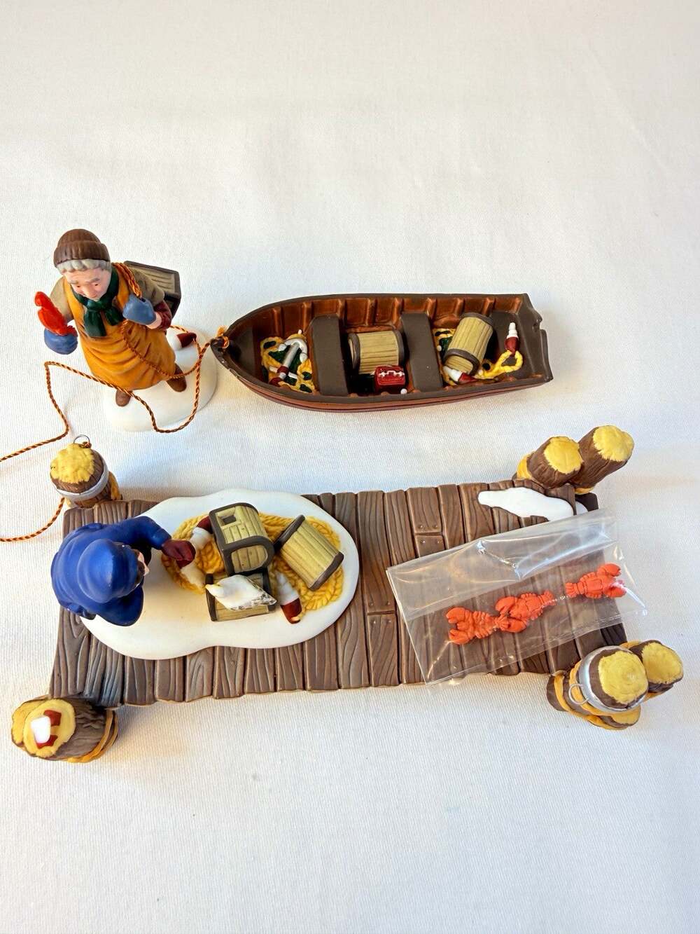 Dept 56 Heritage Village “Lobster Trappers” Hand Painted Set of 4-read